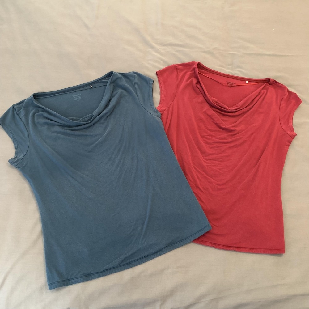 Toad&Co Shirt Lot Of 2 Womens Medium Multicolor Cowl Neck Cap Sleeve Tee